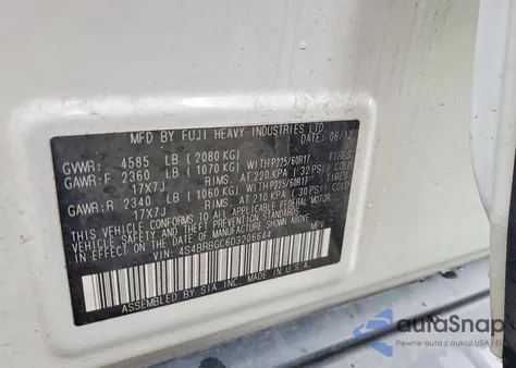 2013 Subaru Outback 2.5I Premium из США, поврежденный, VIN 4S4BRBGC6D3206644